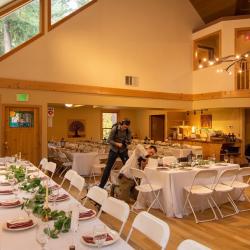 Dinner in the main room of the lodge