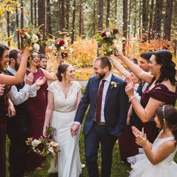 Bride & groom walking trail