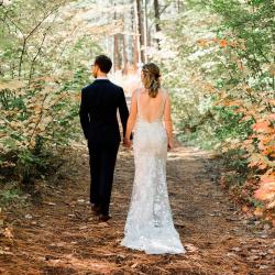 Bride & groom walking trail