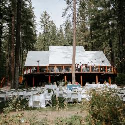 Outside of Tierra lodge with tables and chairs