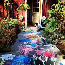 chalk drawings on entry way